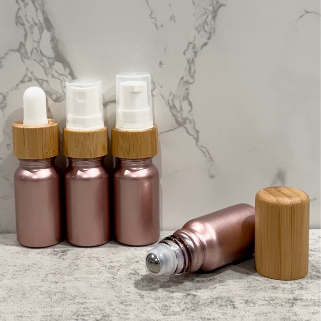 Variety Set ~ 10mL Rose Metallic Essential Oil Bottles ~ Set of 4