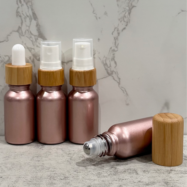 Variety Set ~ 15mL Rose Metallic Essential Oil Bottles ~ Set of 4