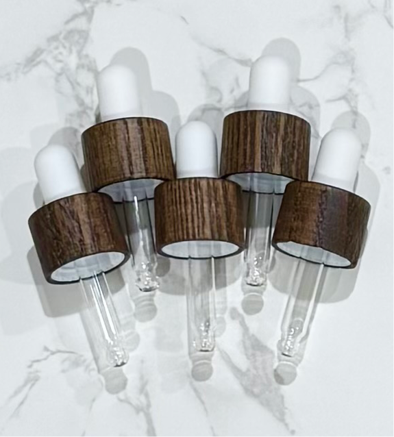 5mL (18-410) Ash Wood and White Dropper Tops ~ Pack of 5