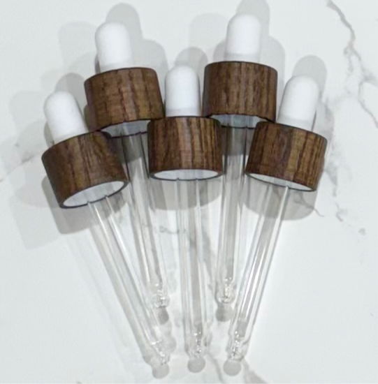 30mL (18-410) Ash Wood and White Dropper Tops ~ Pack of 5