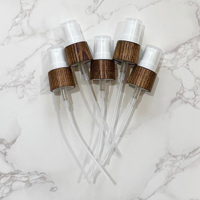 Set of 5 Ash wood & White Mist Spray Tops – 18-415 Neck Size – Eco-Friendly DIY Bottle Accessories