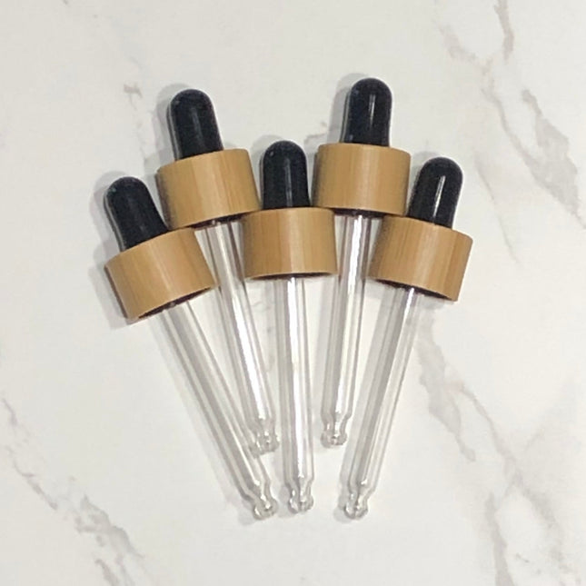 30mL (18-410) Bamboo and Black Dropper Tops ~ Pack of 5