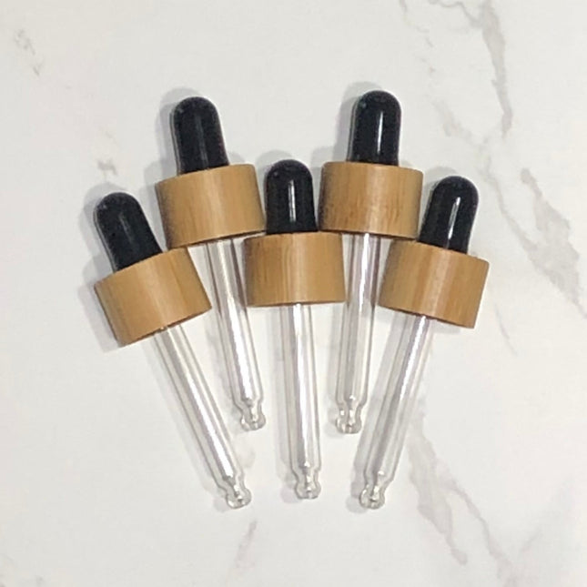 15mL (18-410) Bamboo and Black Dropper Tops ~ Pack of 5