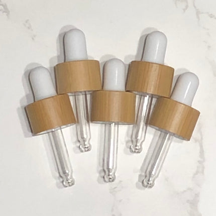 5mL (18-410) Bamboo and White Dropper Tops ~ Pack of 5