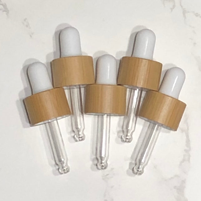 5mL (18-410) Bamboo and White Dropper Tops ~ Pack of 5