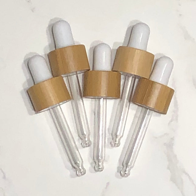 15mL (18-410) Bamboo and White Dropper Tops ~ Pack of 5