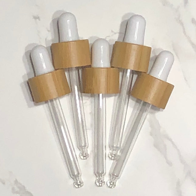 30mL (18-410) Bamboo and White Dropper Tops ~ Pack of 5